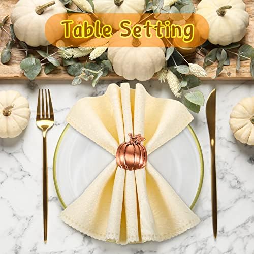 Remerry 9 pcsThanksgiving Napkin Rings Set Fall Autumn Metal Holders