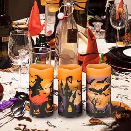 Wondise Halloween Flameless Flickering Candles with 6H Timer
