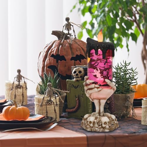 Eldnacele Ghost Snow Globe Flameless Candle Battery Operated with Timer