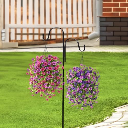 Artificial Fake Hanging Flowers Plants Baskets for Outdoor Outside Decor