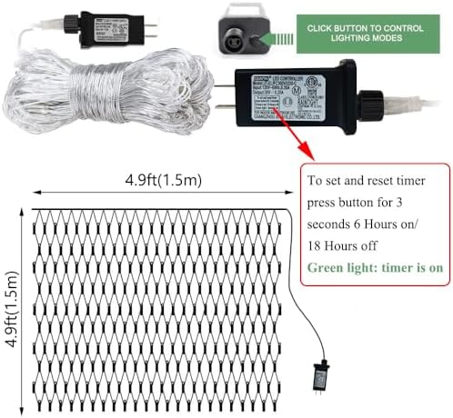 Net Light Outdoor Mesh Christmas Decorations, 100LED String Light Plug in Connectable Tree Warp Hanging 5ft x 5ft for Halloween, Shrubs, Lawn, Backyard, Walkway, Bushes, Garden Decor-Orange&Purple