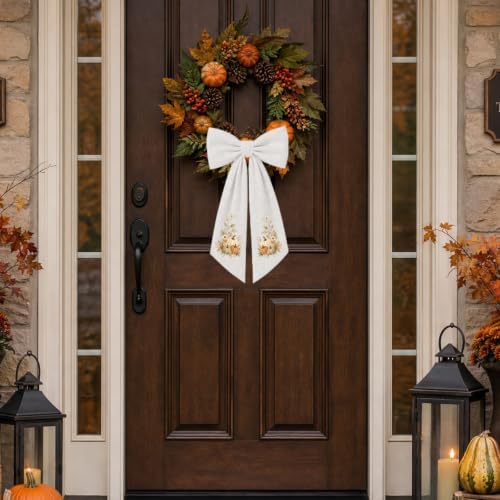 2 Pcs Pumpkin Fall Wreath Sash for Front Door Autumn Home Decor