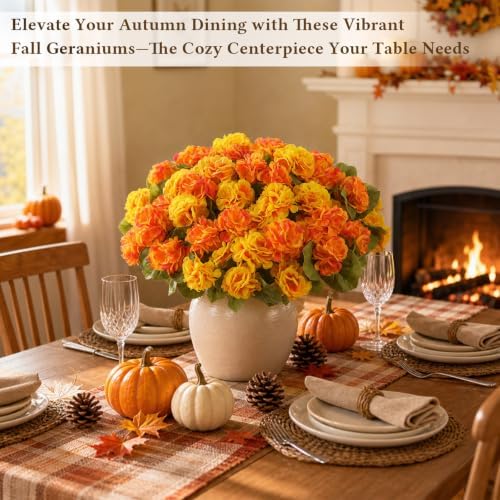 24 Pcs Artificial Geranium Flowers for Outdoors Fall Decoration