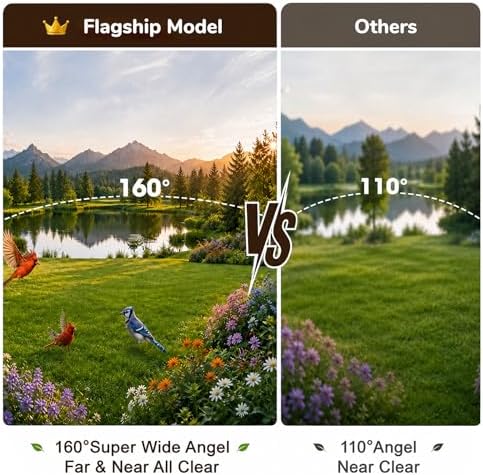 Bird Feeder with Camera, Flagship Model, 4K UHD, 160° Wide Angle AI Bird Camera, Instant Arrival Alerts, Solar Powered, 5200mAh Battery, IP66 Waterproof Outdoor, Gift for Bird Lovers, Brown