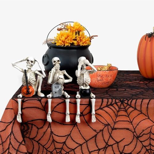 Halloween Skeleton Statue Set of 3, See Speak Hear No Evil Figurines