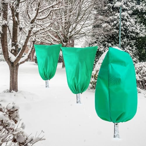 Homimp Plant Covers Freeze Protection, 2 Pack Frost Covers with Zipper Drawstring (71" x 82.7") Plant Protection Cover Bags for Outdoor Winter Frost Cold Weather Shrubs Trees Jacket Covers,Green
