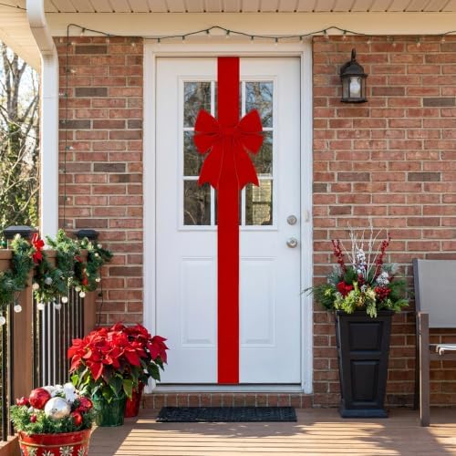 173" Extra Large Christmas Front Door Warpping Bow, Giant Xmas Velvet Bow