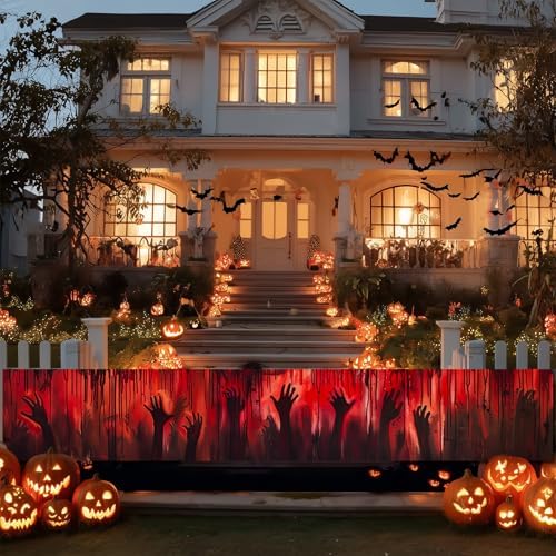 BlissYard Halloween Fence Banner Haunted House Decor 118 x 20 Inch