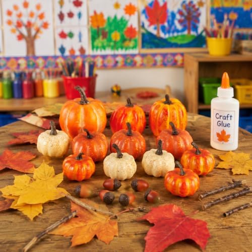 18Pcs Stacked Mini Faux Artificial Foam Pumpkins for Fall Autumn Decorations, Thanksgiving Halloween Table Decorating