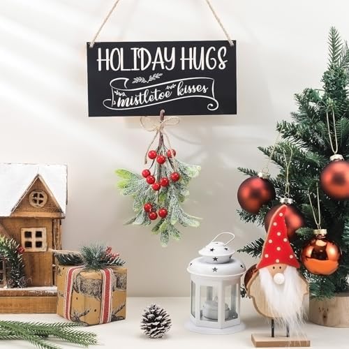 Vercraft Christmas Mistletoe Sign Holiday Hugs Hanging Decor