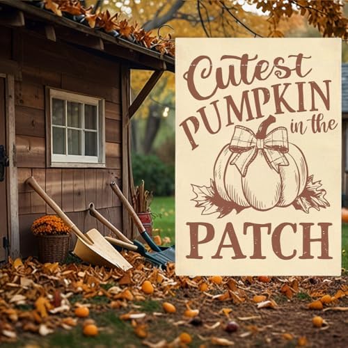 Fall Garden Flag, Fall Pumpkin Garden Flag 12x18 Inch Double Sided, Autumn Thanksgiving Yard Flags Decorations, Autumn Pumpkin Flags for Outside Home Porch