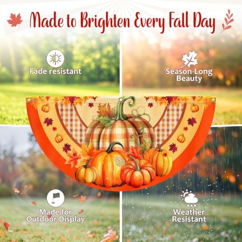 FLAGWIX Pumpkin Fall Bunting Fan Flag, 1.5 x 3 ft, 1 Pack