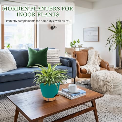 2 Pack 8 inch Plant Pots, Plastic Self Watering Planters