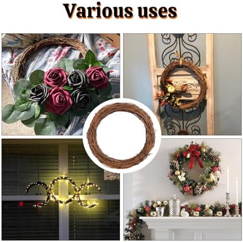 6 Pcs 12 Inch Natural Grapevine Wreath, Natural Rattan Wreath,Hand-Woven 12 Inch Vine Branch Wreaths, Perfect for DIY Crafts, Christmas Decorations, and Wedding Supplies