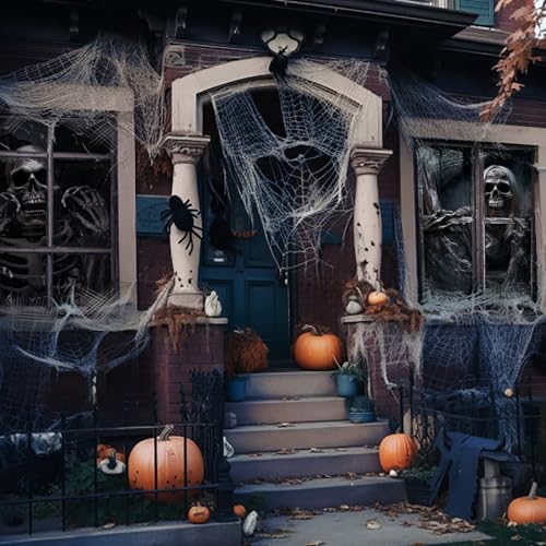 Newwiee 2 Pcs Scary Halloween Curtain Window Silhouette Cover, Skull