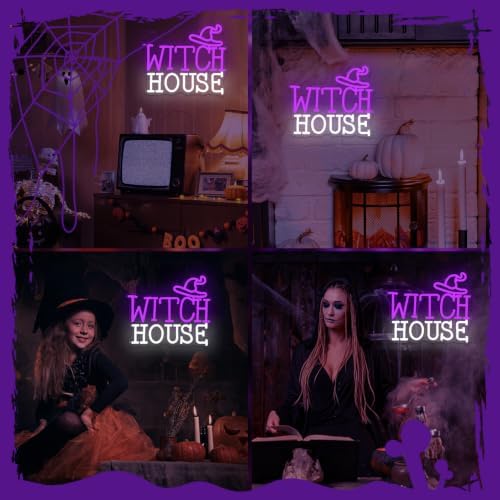 Halloween Neon Sign USB Powered Dimmable Witch House Sign for Home