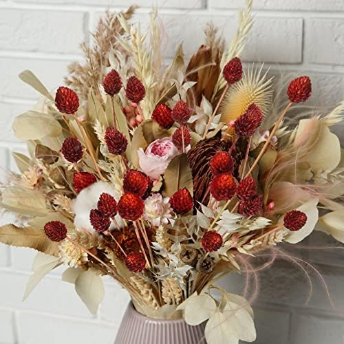 Rtteri 60 Pcs Red Dried Flowers with Stems for Vase Bouquet Bulk