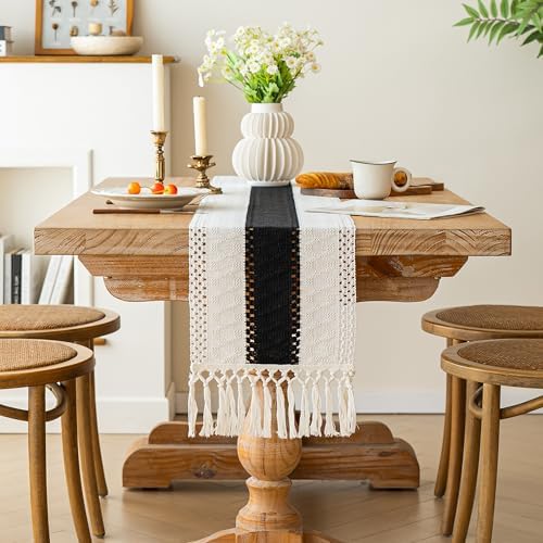 FEXIA Farmhouse Table Runner for Home Decor 12x48 Black Fall Home Decor