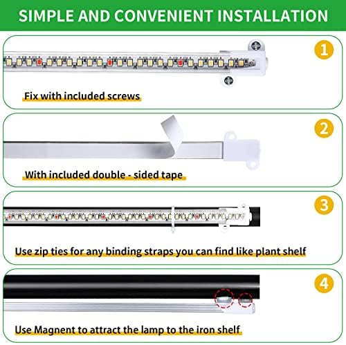 2 Head 13" Growing Lamp for Indoor Plants, Red & White Full Spectrum LED Grow Light Strips with Auto ON/Off, 3/9/12H Timer,10 Dimmable Levels for Green House Seedlings