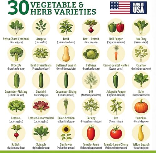 Vegetable/Herb Seeds Variety Pack - 30 Heirloom Seed Gift Kit - Made in USA