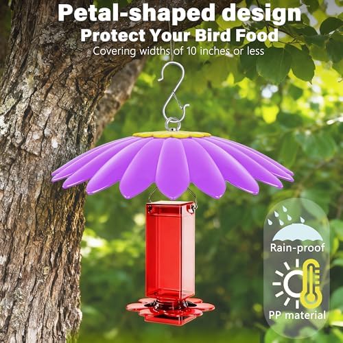 10.5 inch Rain Guard for Bird Feeder,Hummingbird Feeder Shade Dome Cover,Umbrella Cover for Bird House for Outdoor,Squirrel Baffle(Purple)