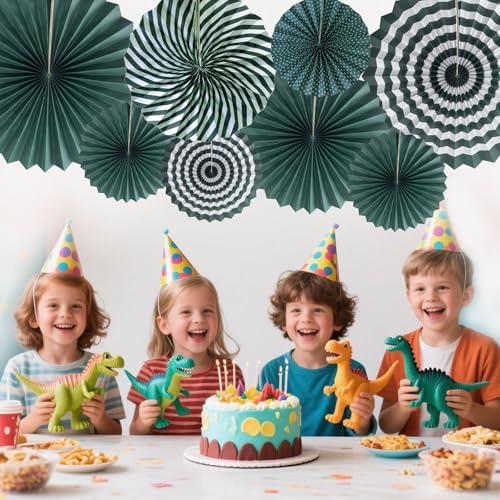Green Party Decorations Emerald Green Hanging Round Paper Fans