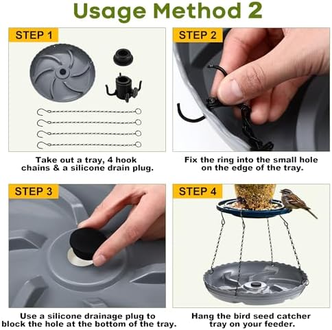 Aurelema Hanging Bird Seed Catcher Tray (Gray,3 Sets)