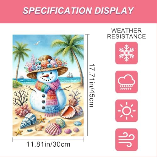 BlissYard Winter Garden Flag Beach Snowman Coastal Scene 12 x 18 Inch