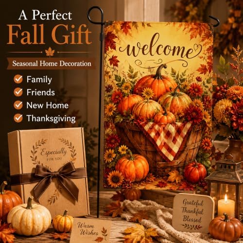Fall Decor - Fall Welcome Thanksgiving Pumpkin Garden Flag