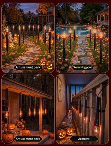 Abeja Halloween Pathway Lights, 19.5FT C18 Flicker Flame Candles, 10 Stakes