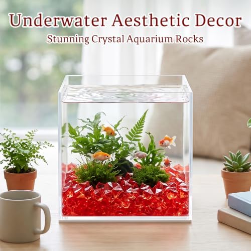 160 Pieces Red Acrylic Fake Ice Rocks, Vase Fillers for Wedding Table Decor