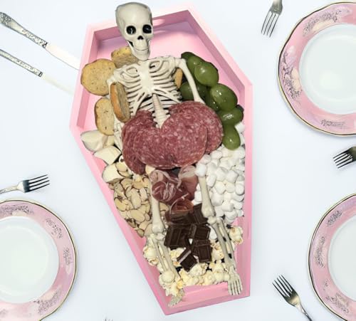 Pink Halloween Decor - Goth Gothic Girly Coffin Charcuterie Board Tray