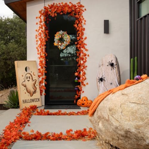 CQURE 72 Pack Fall Leaf Garland, Total 504 Ft Artificial Fall Maple Leaves Autumn Vines Garland Thanksgiving Decor for Home Fireplace Party