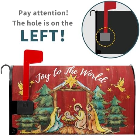 Kawani Merry Christmas Mailbox Covers Christmas Joy to The World Mailbox Wraps Magnetic Large Size 21x25.5 Inch Christmas Religious Post Letter Box Cover Winter Holiday Outdoor Decoration