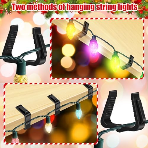 SelfTek 60 Pcs Christmas Light Clips Hooks, 1 5/8" Fascia Board Clips, Weatherproof Plastic Gutter Clips for Hanging Outdoor Lights, Holiday Light Clips Light Hangers for Roof Gutter Fence Eave-Black