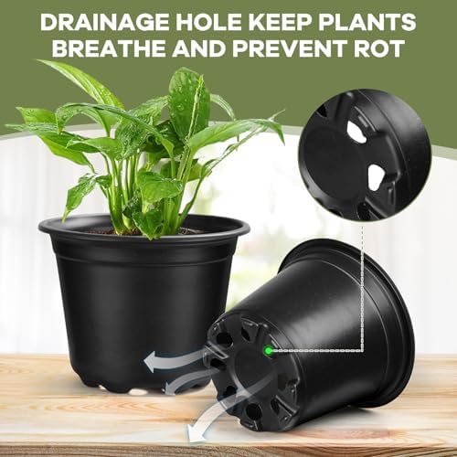 3 4 5 6 Inch Nursery Pots, Plastic Plant Pot with Drainage Hole, Seedling Starter Pots for Succulents (3 Inch-50 Packs)