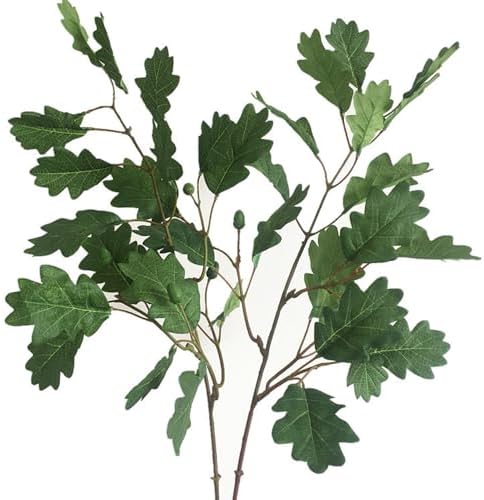 4Pcs Artificial Oak Tree Leaf Stems with Fruits Faux Oak Tree Branches Green Plant for Greenery Home Kitchen Table Centerpieces Festival Decor (Green)