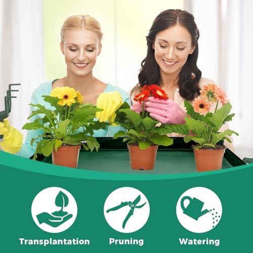39.5"x31.5" Plant Transplanting Mat - Thickened Waterproof Potting Mat, Succulent Gardening Mat, Portable Repotting Mat for Mess Control (PVC-Green)