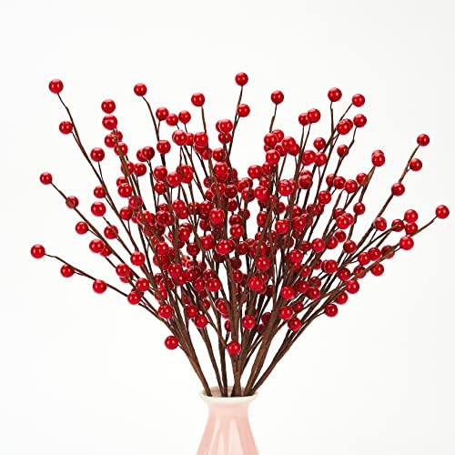 Christmas Berries Picks Red 14 Inches Set of 12 Tree Topper Decor