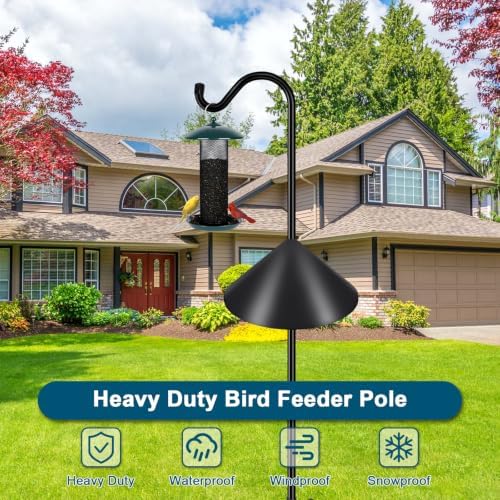 Gtongoko 92'' Shepherds Hook Bird Feeder Pole with 19'' Squirrel Baffle