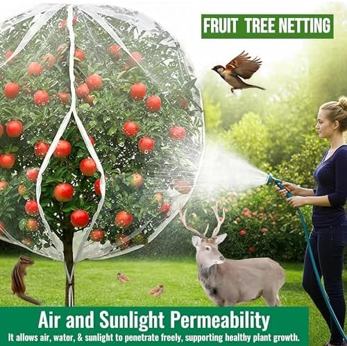 1 Pack 16.4×20Ft Extra Large Drawstring & Zipper Fruit Tree Netting Cover - Reusable Bird Netting for Blueberry Bushes, Anti-Cicada/Deer/Squirrel Large Plant Protection Net