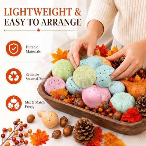 Fangoo 28Pcs Artificial Small Foam Pumpkin for Decorating Fall Decorations