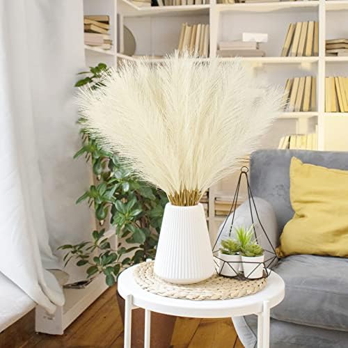 obbsie 50PCS Beige Faux Pampas Grass Decor, 21.6" Fluffy Vase Filler