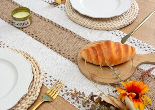FEXIA Boho Table Runner for Fall Home Decor 12x90 Farmhouse Woven Runner