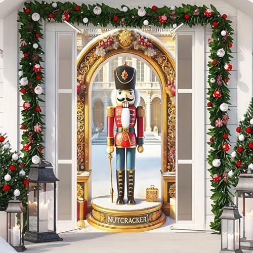 BlissYard Door Cover Nutcracker Soldier Classic 35x71 Inch Polyester