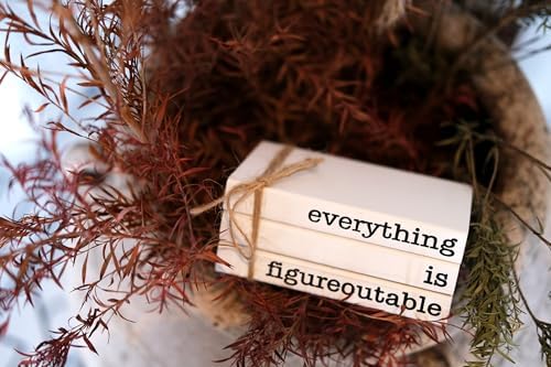 Farmhouse Motivational Wooden Office Desk Decor, Cute Decorative Books for Shelf Decoration, Inspirational Gifts for Women Men - Everything is Figureoutable Sign