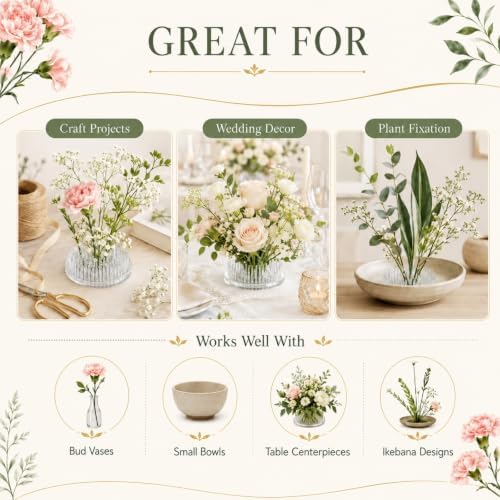 Waydress 4 Pcs 2.8 in Plastic Flower Frogs for Arrangements, Clear