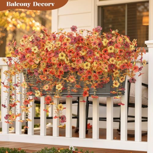 Alupssuc 4 PCS Fall Hanging Flowers Artificial for Outdoor Indoor Decor