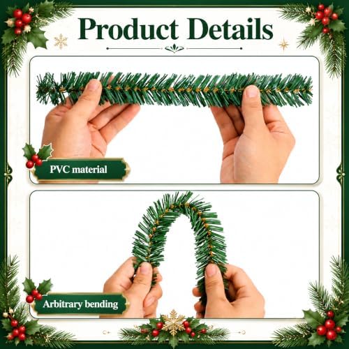 30 Pcs Christmas Artificial Pine Wire Hangers, Flexible Xmas Garland Ties