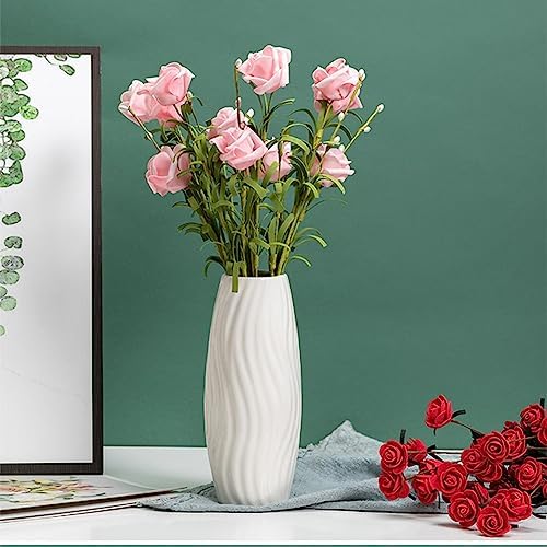 Ceramic Vase, 8" H, Artistic Flower Vase Classic Style for Fireplace Bedroom Kitchen Living Room Centerpieces Office Desk, Fit for Holding Dried Flowers, Artificial Flowers, Floral Arrangement